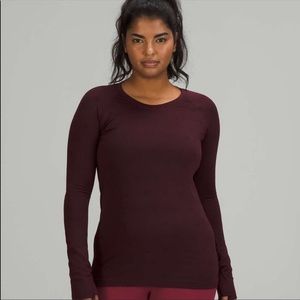 GENTLY WORN Lululemon Swiftly Tech Long Sleeve Shirt 2.0 - Burgundy Logo
